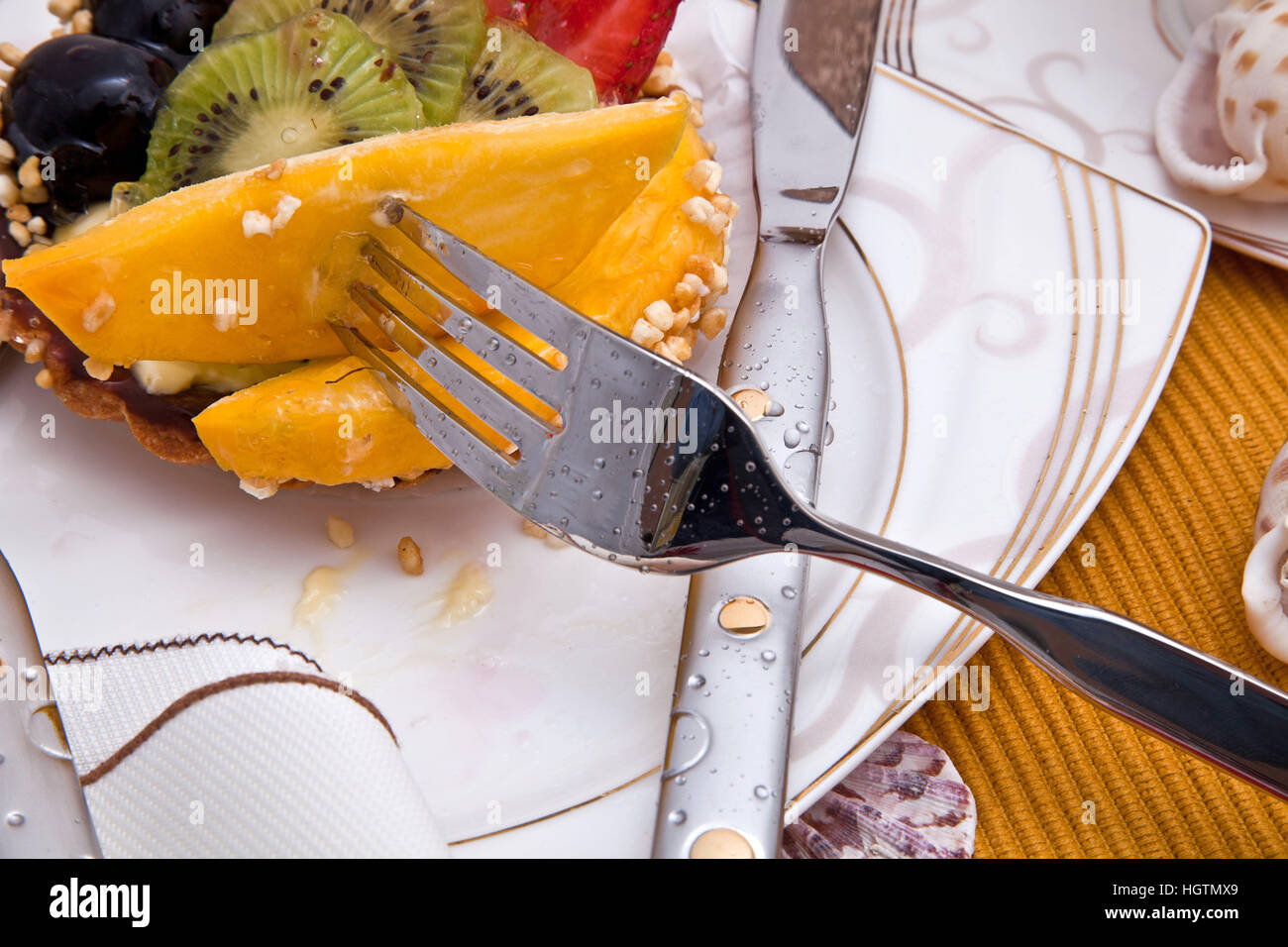 utensils with fruits Stock Photo Alamy