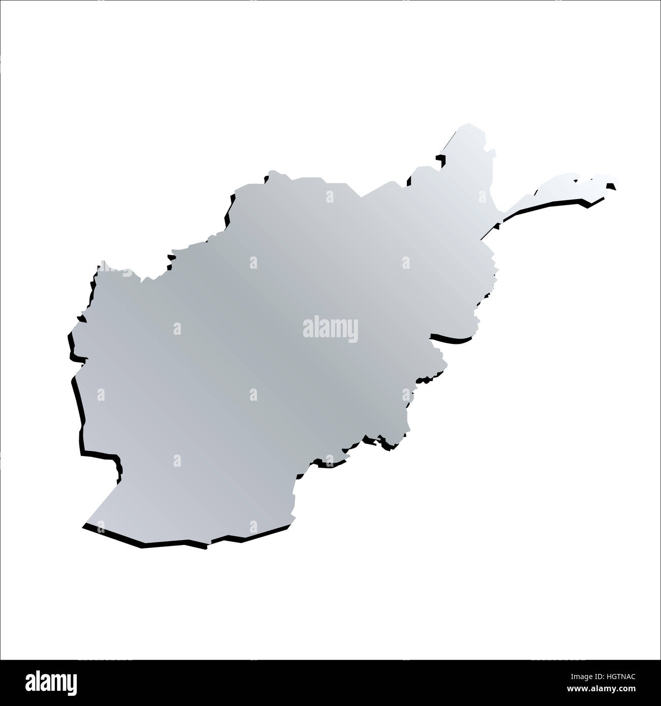 3D Vector Afghanistan Silver Outline Mercator Map Stock Photo