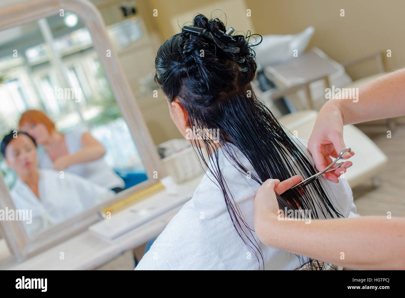 Woman Having A Haircut Stock Photo Alamy Woman Having A Haircut Stock Photo Alamy