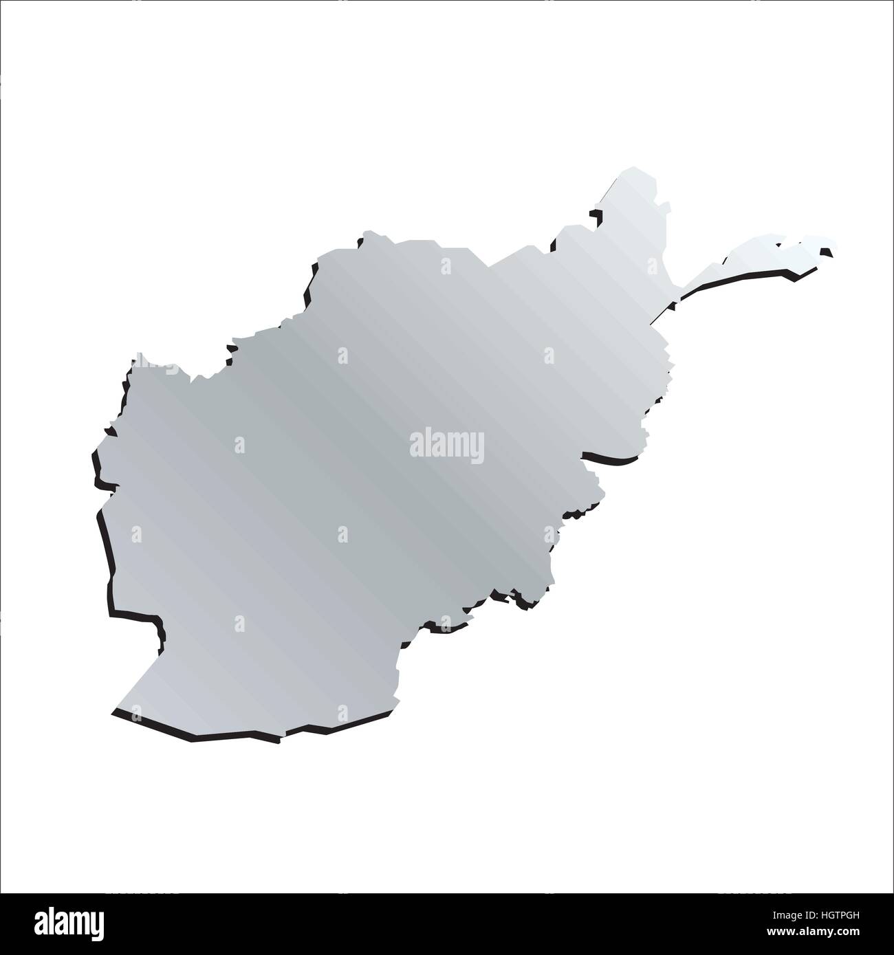 3D Vector Afghanistan Silver Outline Mercator Map Stock Vector
