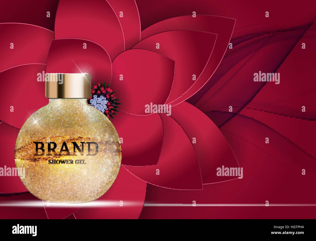 Shower Gel Bottle Template for Ads or Magazine Background. 3D Re Stock