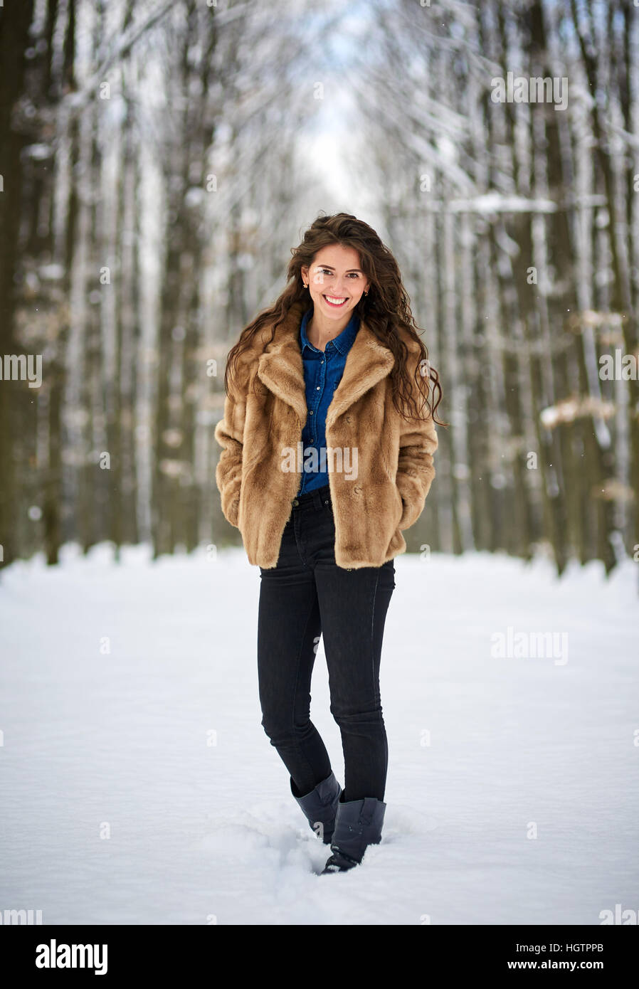Full length of an attractive young woman in snow outdoor Stock Photo ...