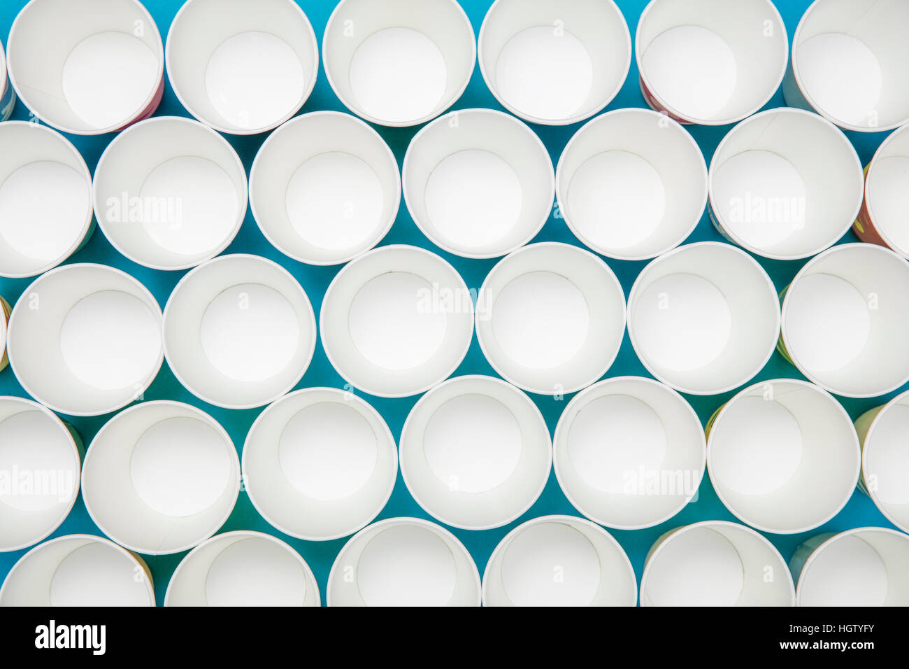 Background with lots of empty paper cups Stock Photo