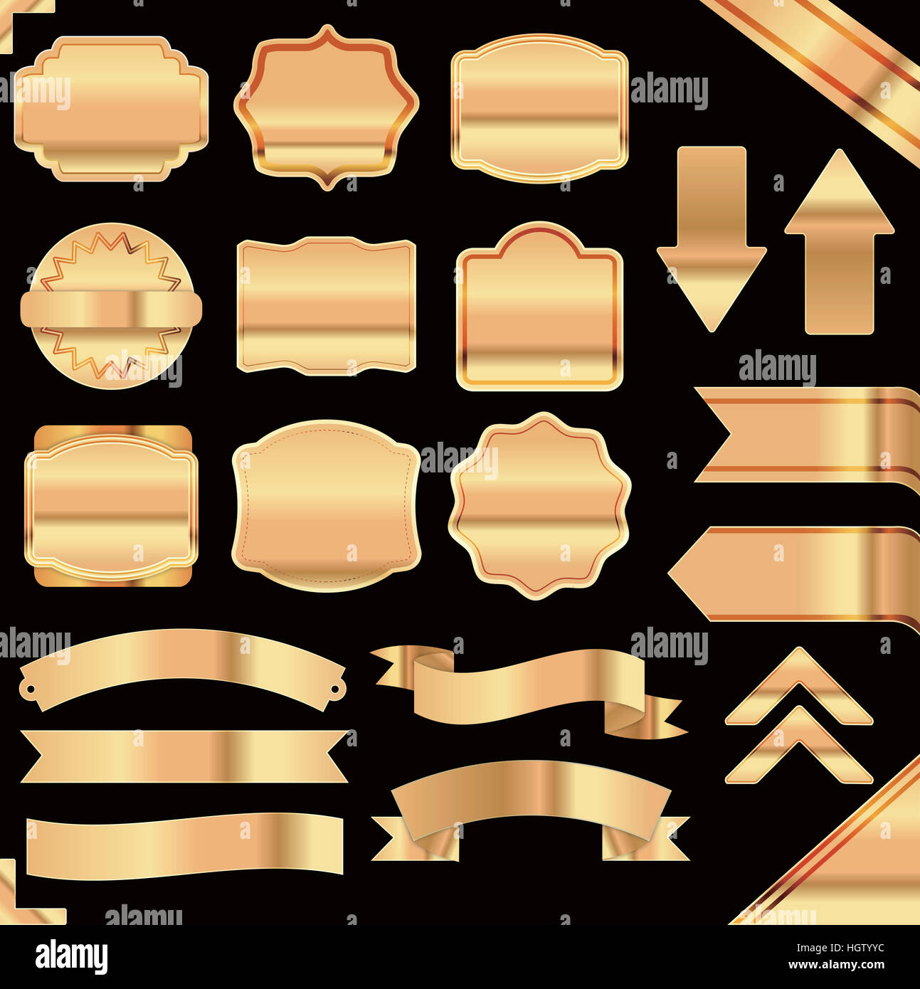 Various labels with gold Stock Photo - Alamy