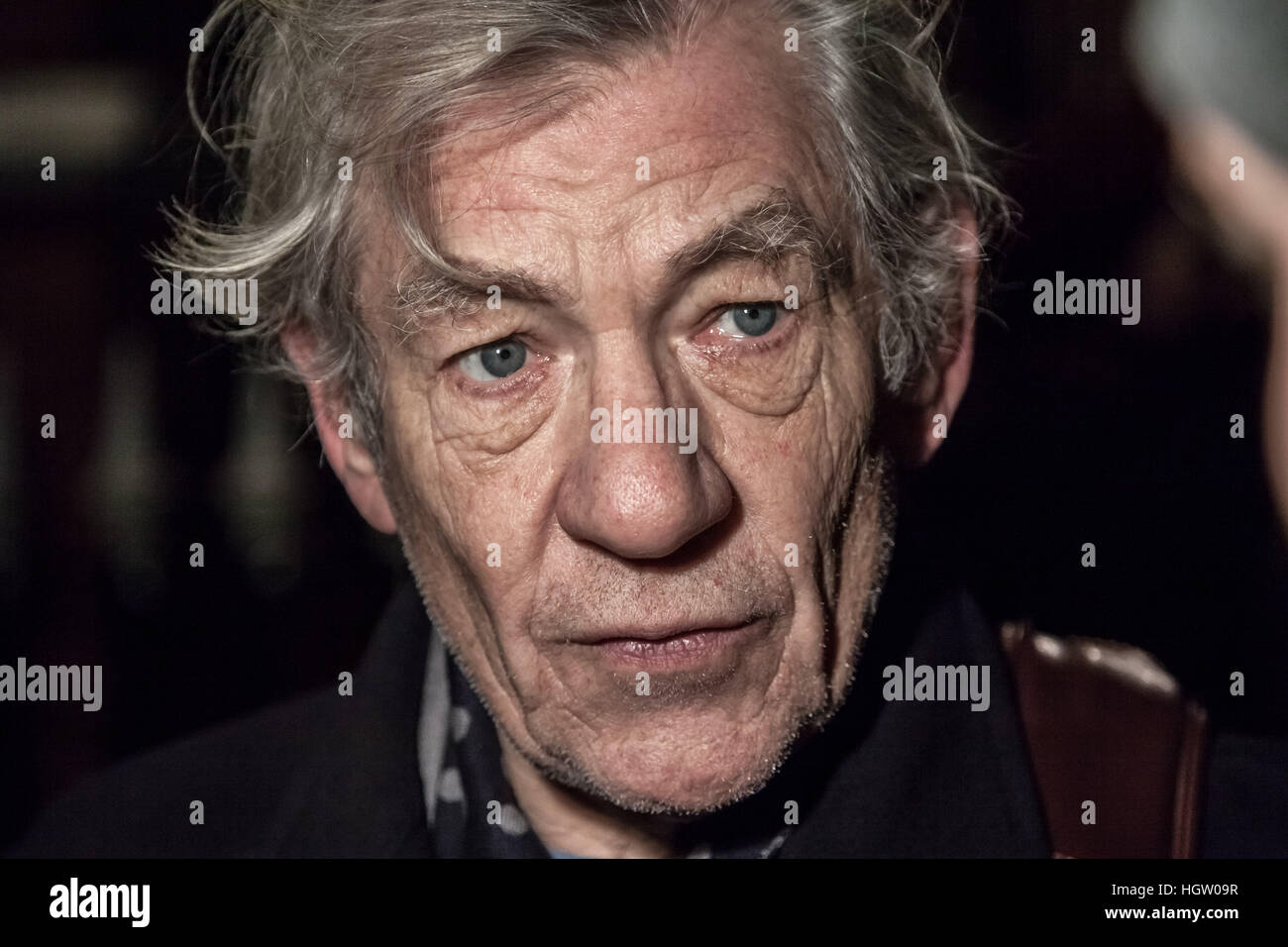 Sir Ian McKellen, British stage and screen actor joins the Free Belarus Now protest outside Belarusian Embassy in London, UK Stock Photo