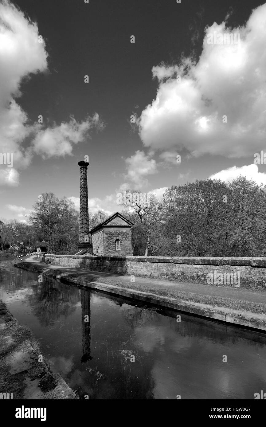 View of the disused Leawood Pump House on the Cromford Canal, near Cromford village, Peak District National Park, Derbyshire Dales, England, UK Stock Photo
