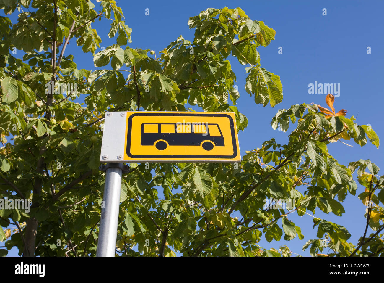 Bus Stop Sign Finland Europe Stock Photo