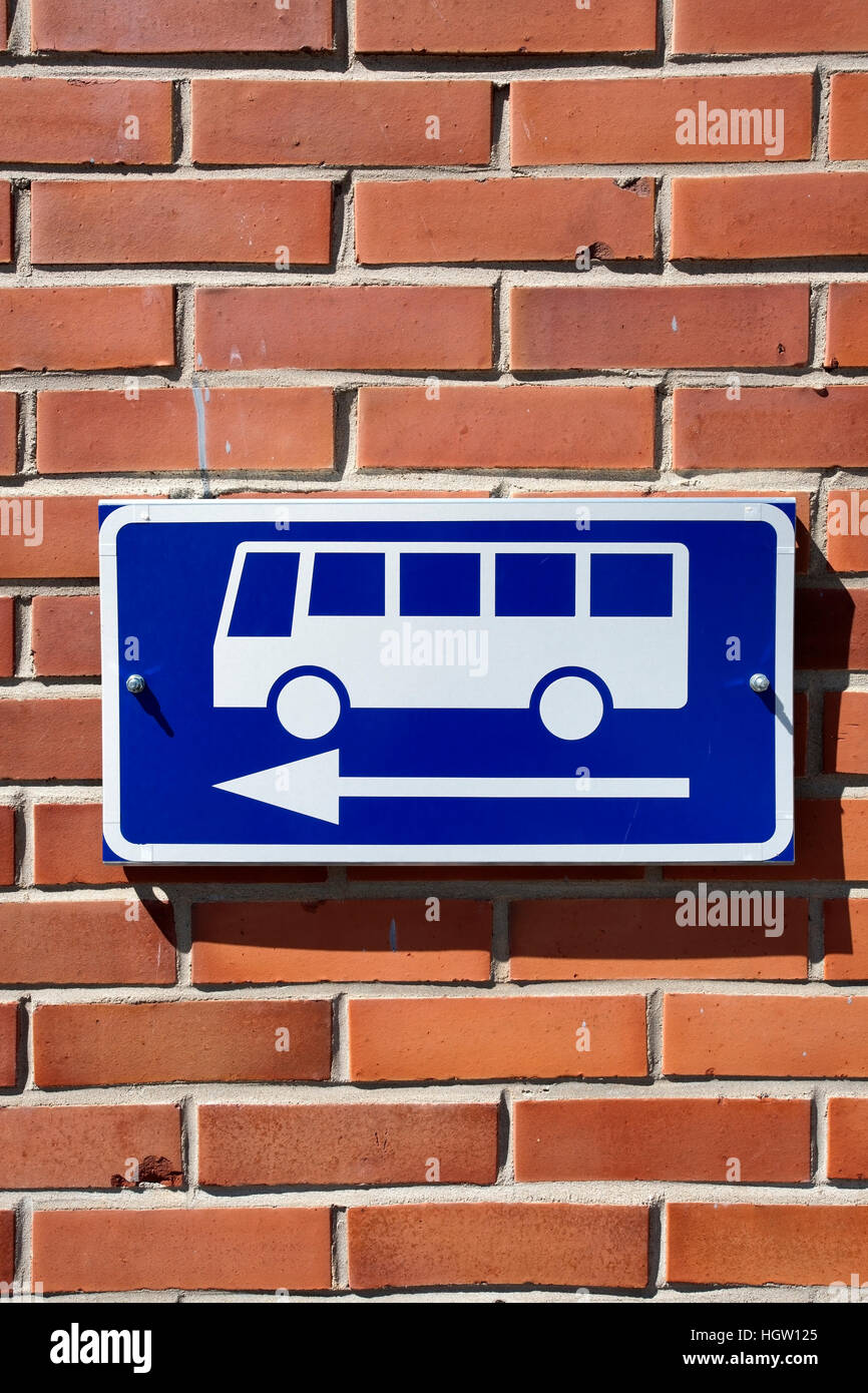 Bus Sign On The Wall Stock Photo