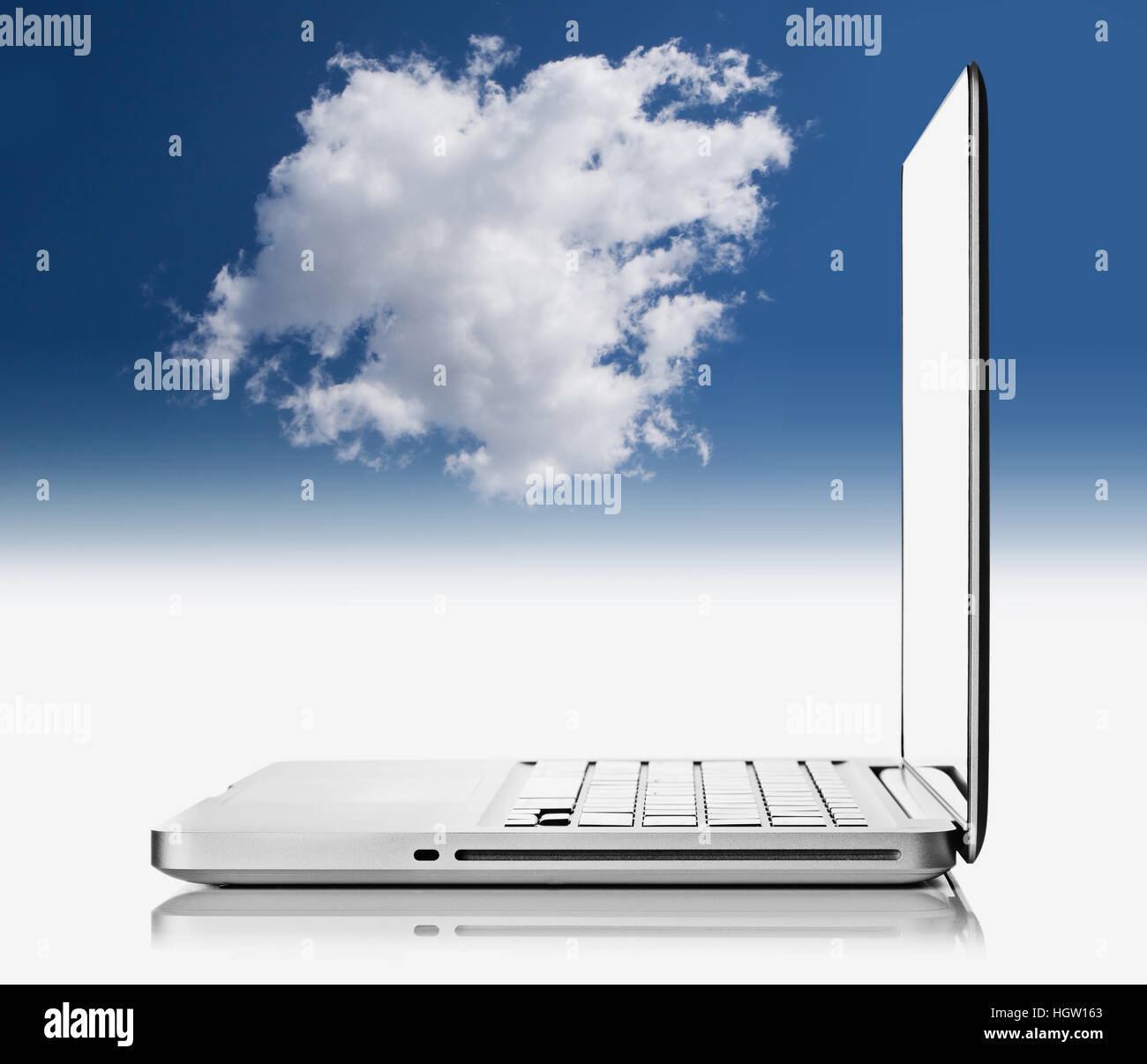 Composite Of A Digital Tablet With Clouds Stock Photo