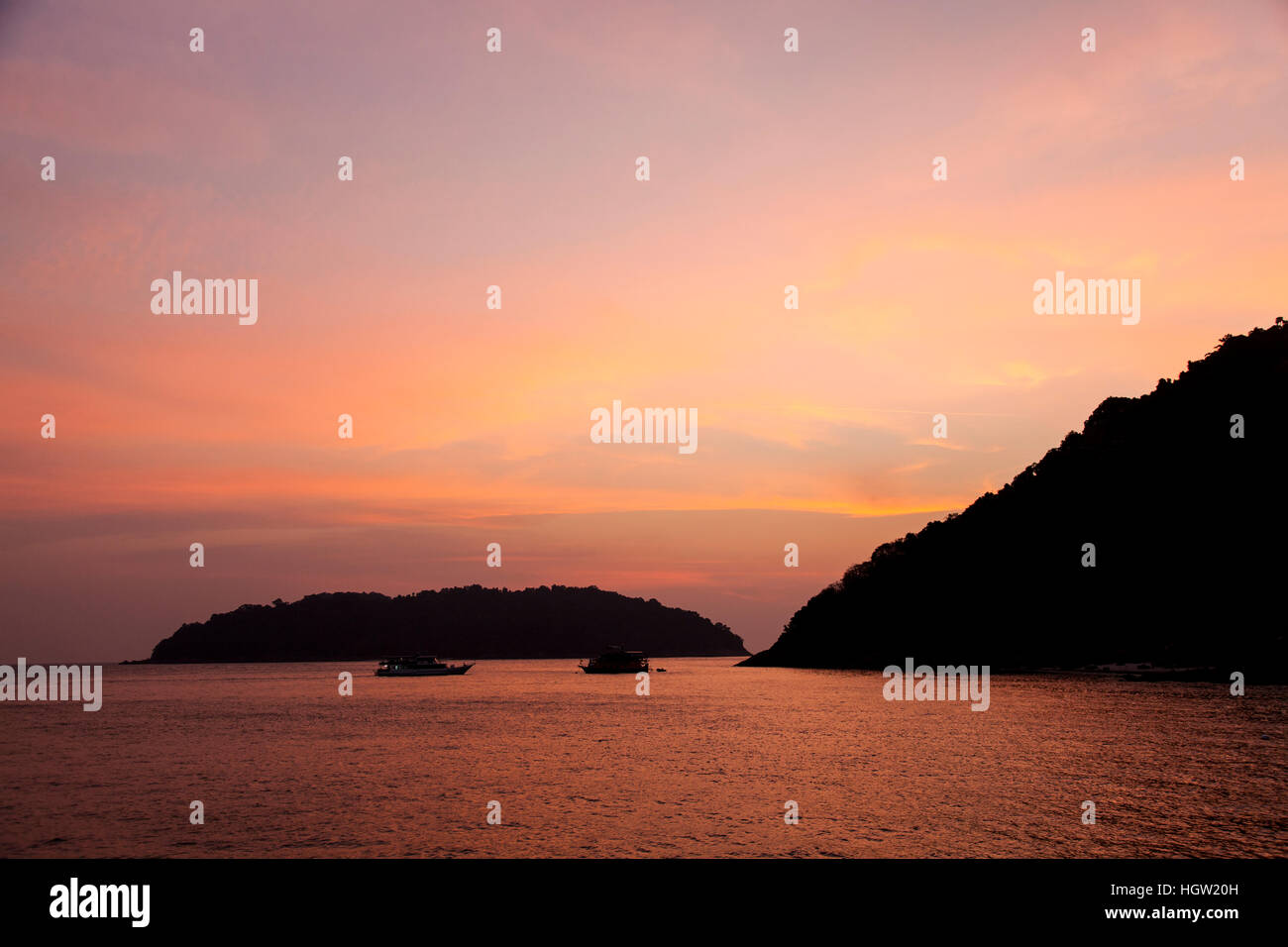 Sunset over the Similan Islands Stock Photo