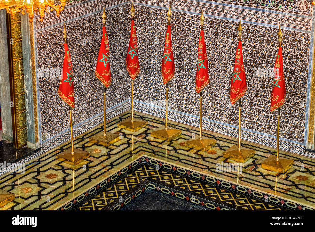 Inside The Mausoleum of Mohammed V Rabat Morocco Stock Photo