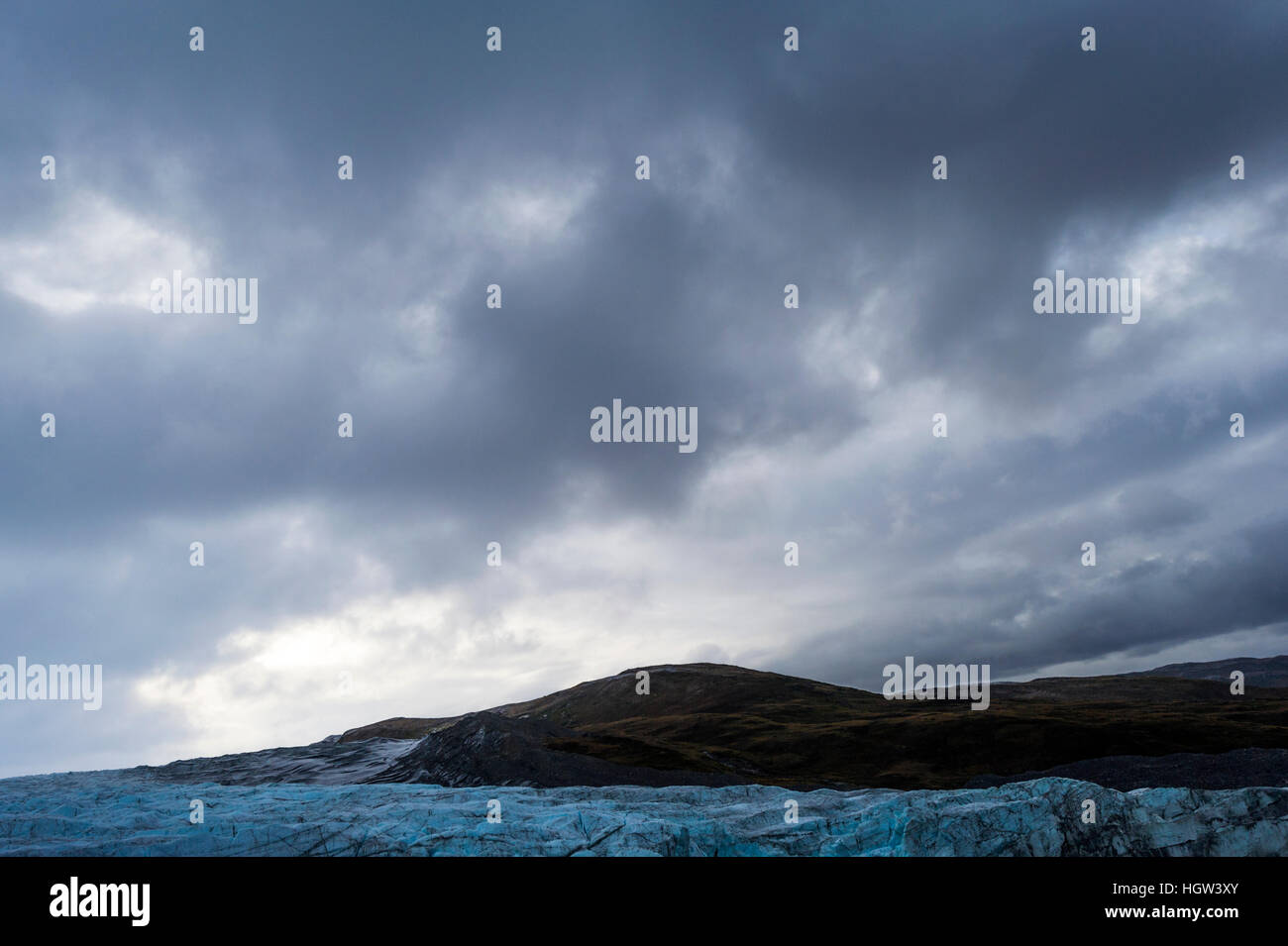 An Autumn storm descends over the Greenland Ice Sheet. Stock Photo