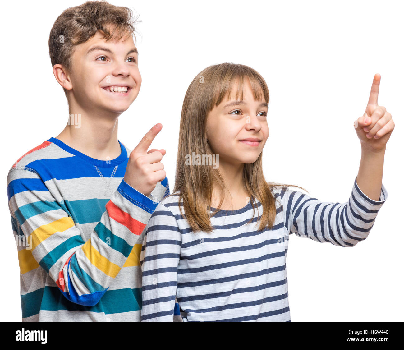 Emotional portrait of boy and girl Stock Photo
