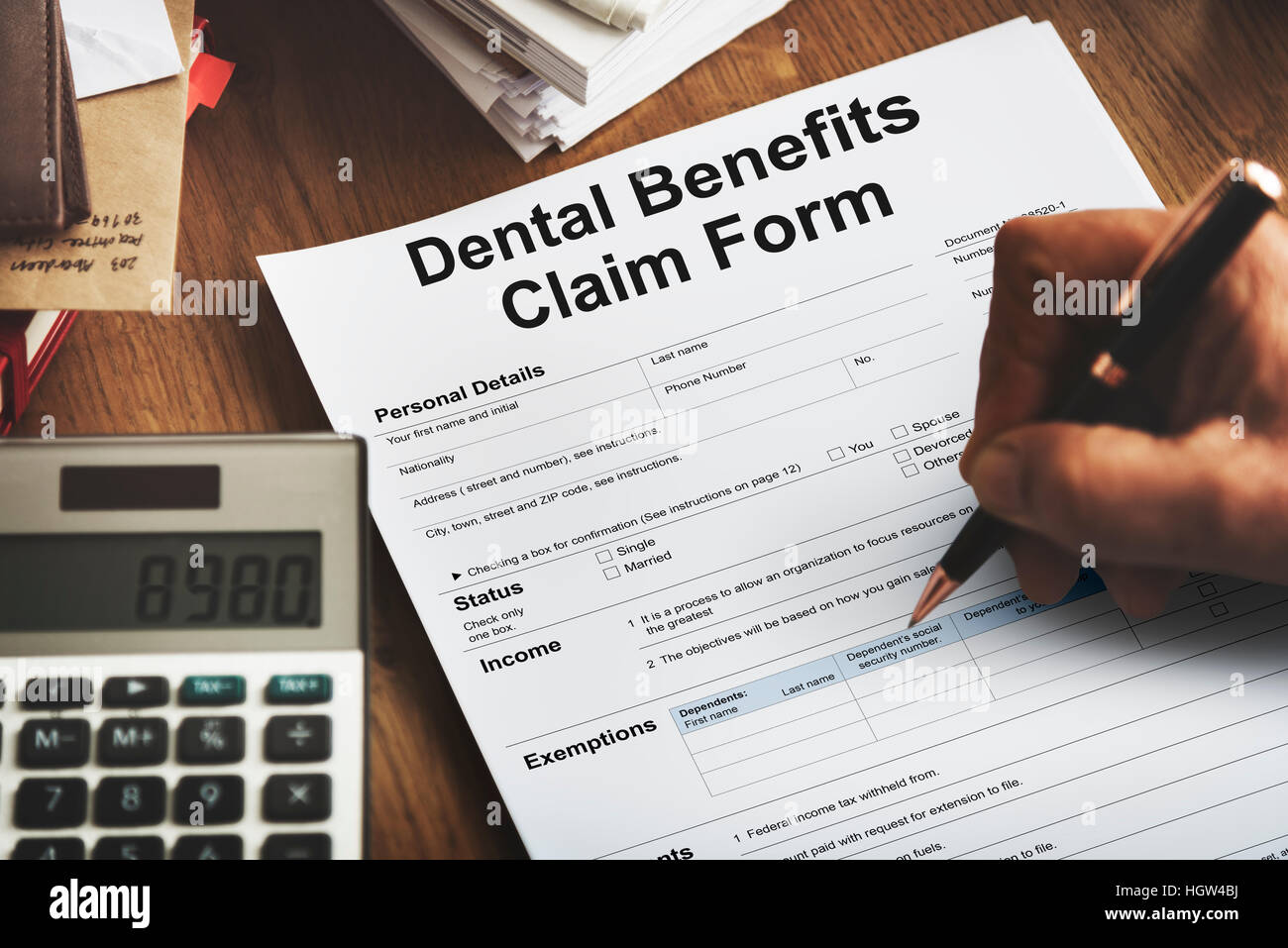 Dental Benefits Claim Form Document Concept Stock Photo Alamy