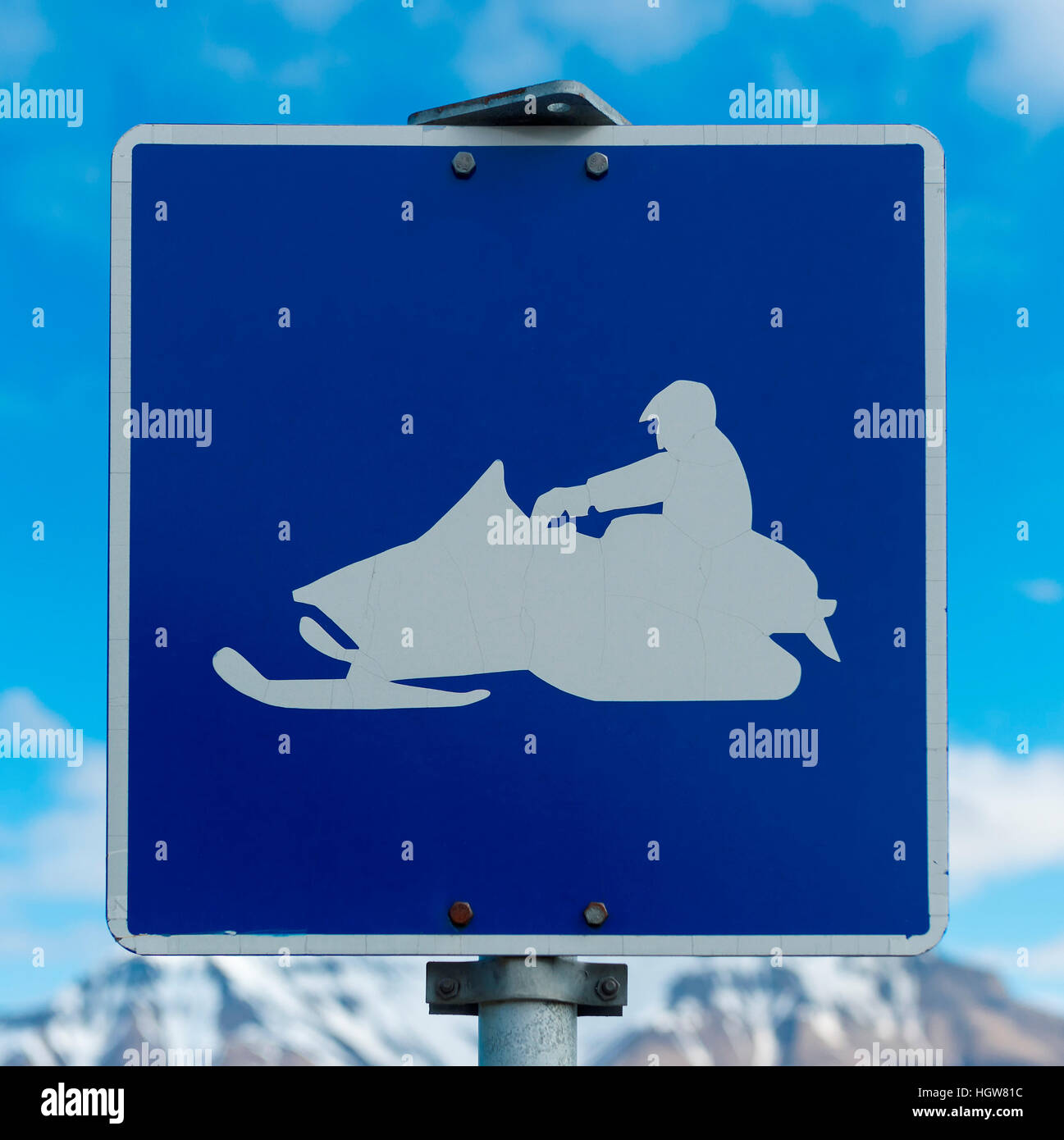 Snowmobile Sign Posts Snow mobile warning road signpost, Longyearbyen, Spitsbergen Island ...