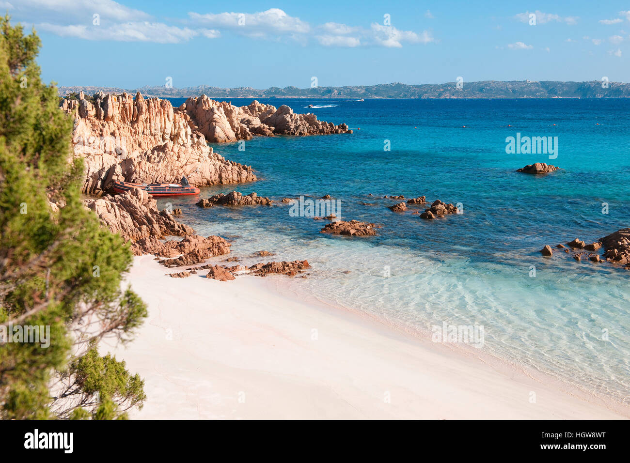 pink beach of Budelli island, protected area, marine ...