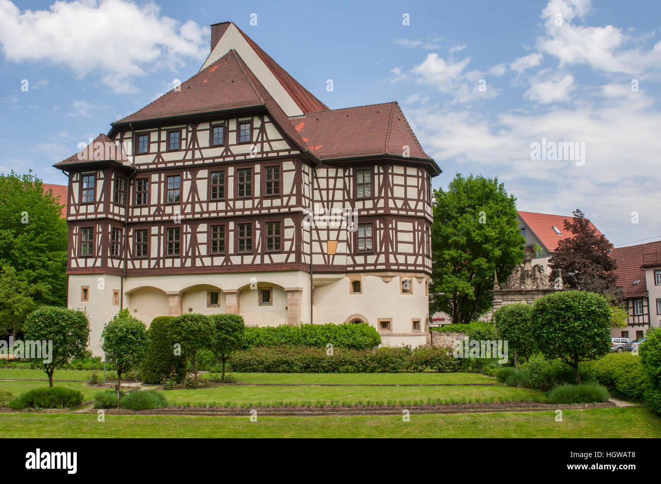Castle in Bad Urach, Swabian Alps, Reutlingen, Swabia, Bad Urach, Baden-Wuerttemberg, Germany Stock Photo