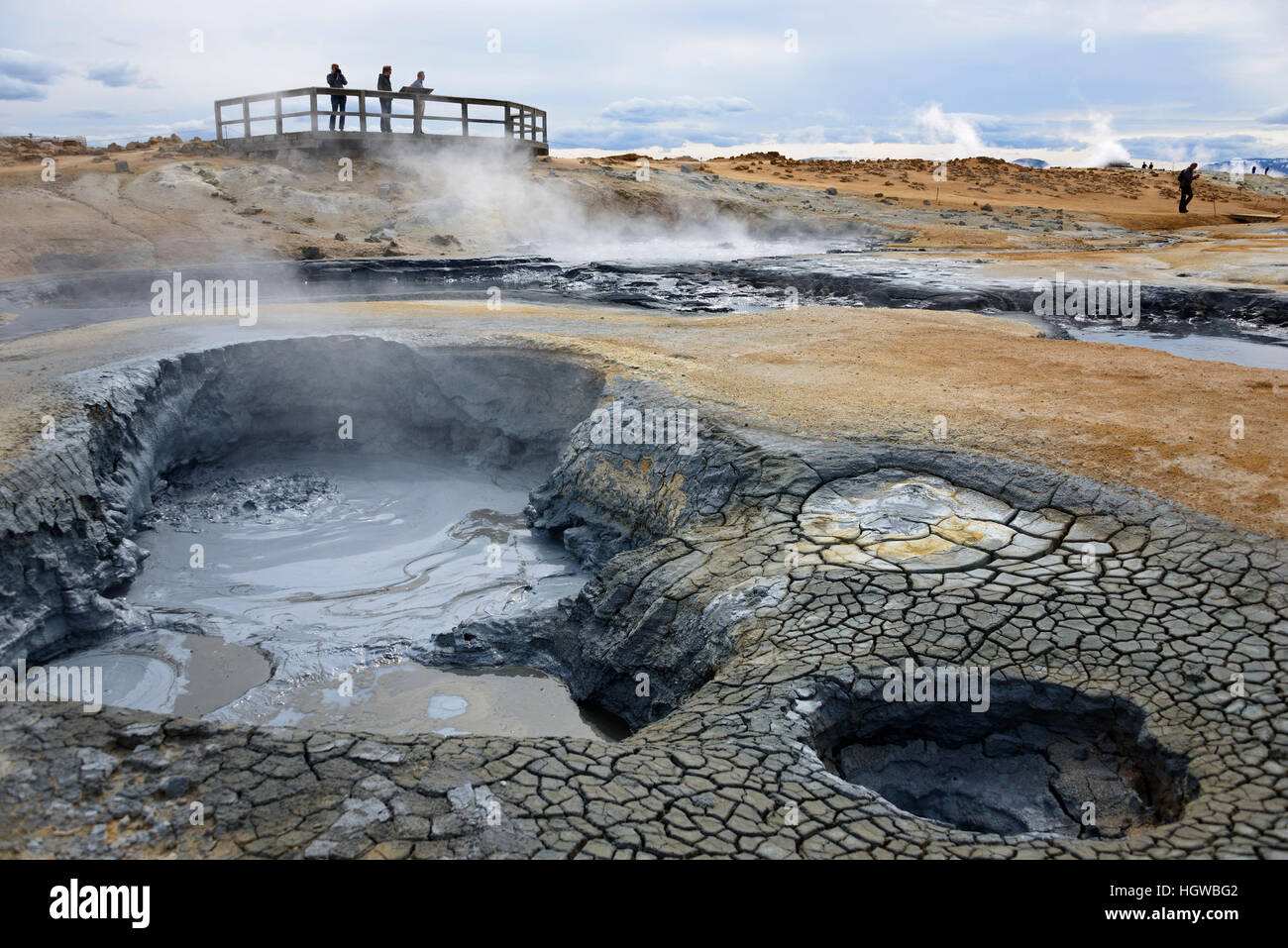 Mud pots, high-temperature geothermal Area, Hverarond, Namafjall, Namaskard, Iceland, Hverarönd Stock Photo