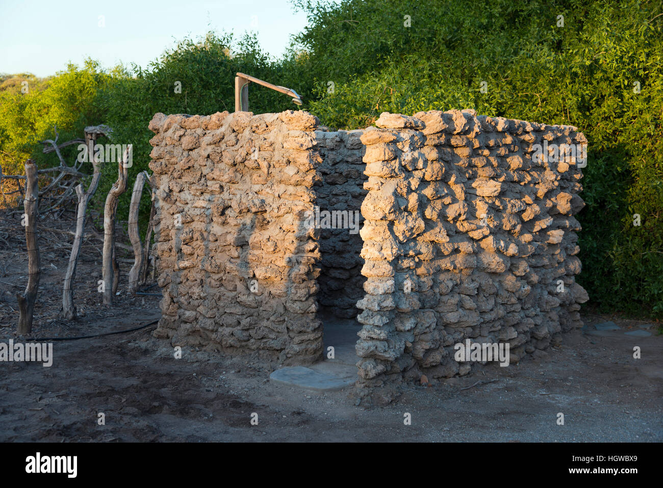Sanitary arrangement, Camel Top Camp, Sesfontein, Namibia Stock Photo