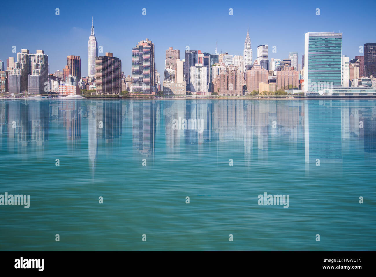 View of New York City skyline from East River Stock Photo - Alamy