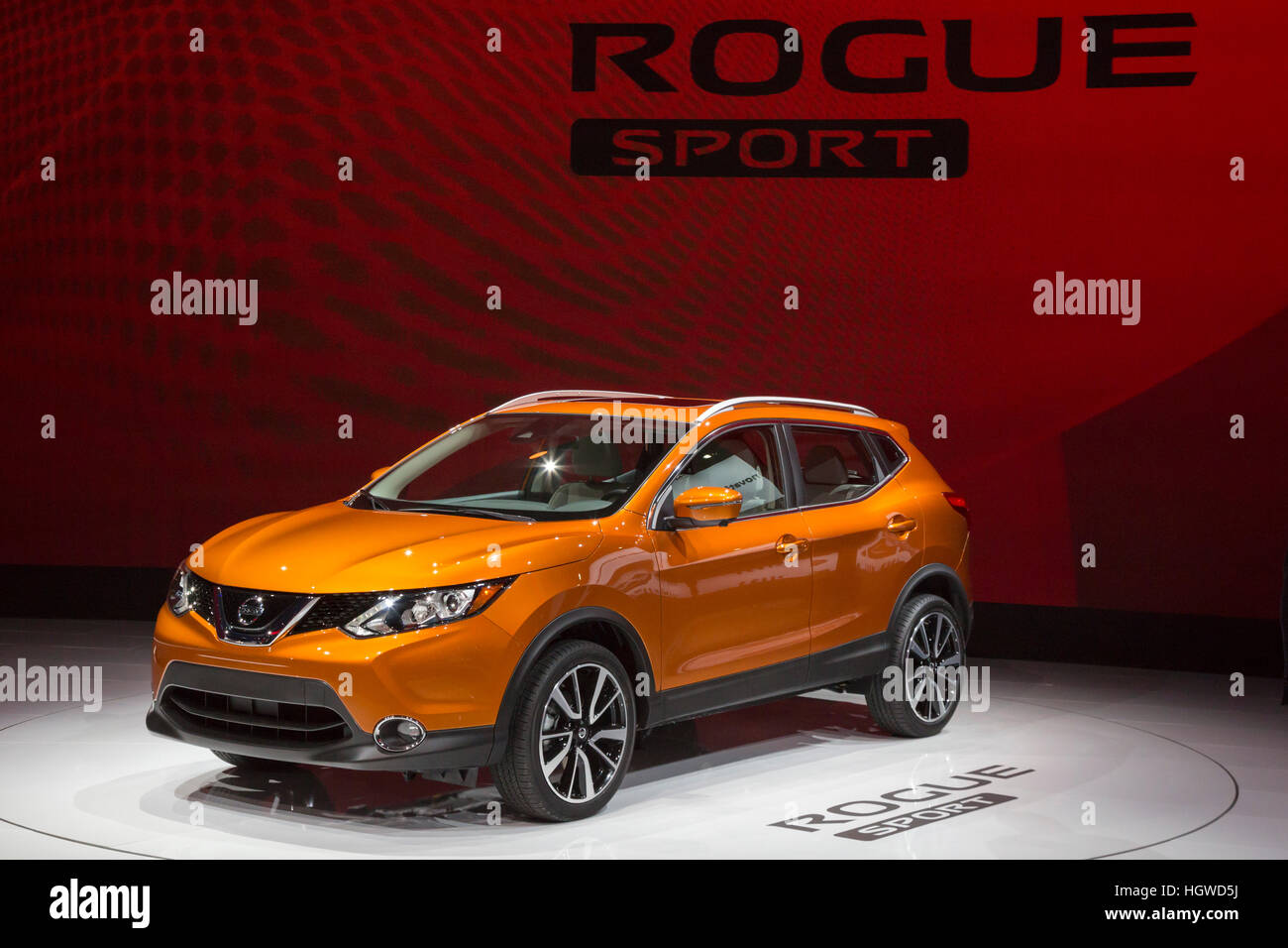 Detroit, Michigan - The Nissan Rogue Sport on display at the North American International Auto Show. Stock Photo