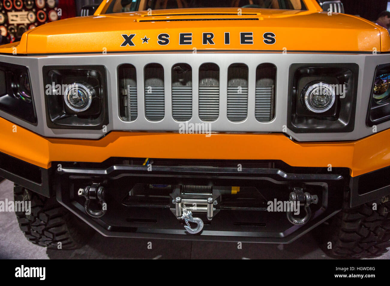 Detroit, Michigan - VLF Automotive's X-Series concept truck on display at the North American International Auto Show. Stock Photo