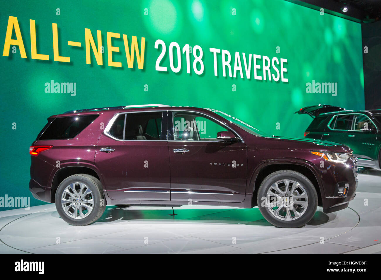 Detroit, Michigan - The 2018 Chevrolet Traverse on display at the North American International Auto Show. Stock Photo