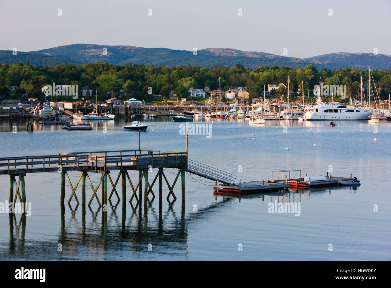 The mountains of Acadia behind Southwest Harbor on Maine's Mount Desert
