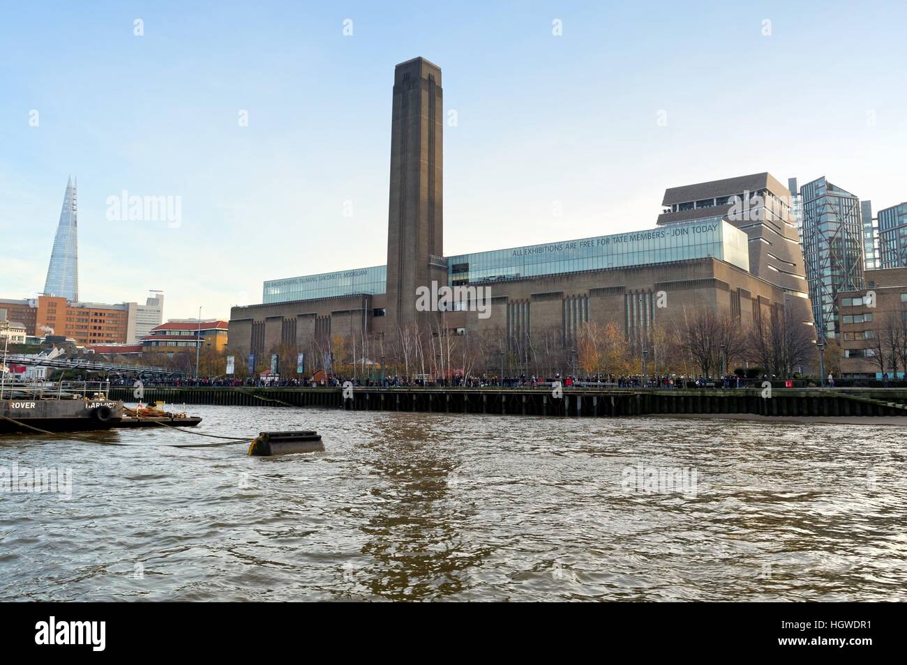 Exterior of the Tate Modern art gallery from the River Thames London UK Stock Photo