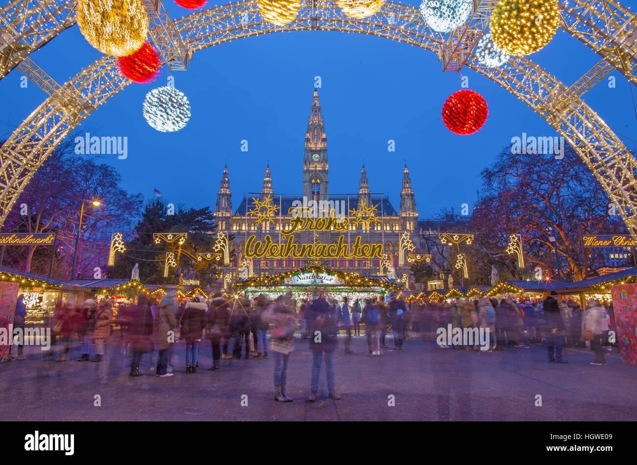 VIENNA, AUSTRIA - DECEMBER 19, 2014: The town-hall or Rathaus and ...