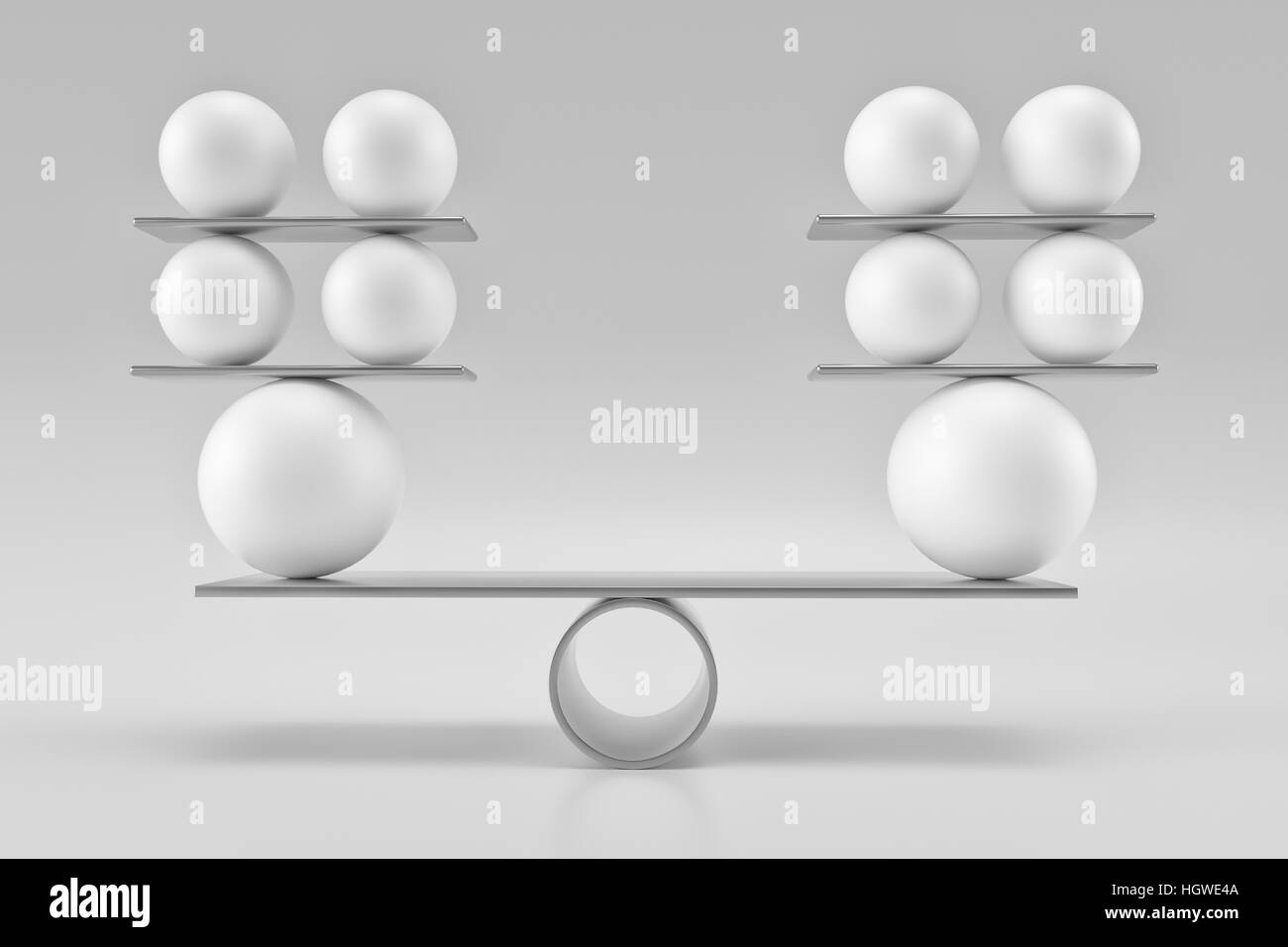 Balancing balls - 3D rendering Stock Photo