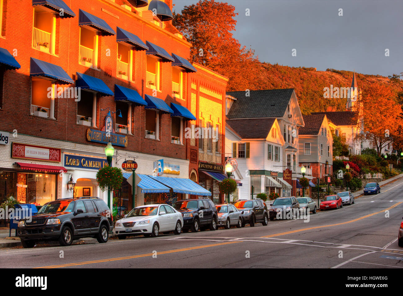 Main Street, Camden, Maine, fall Stock Photo Alamy