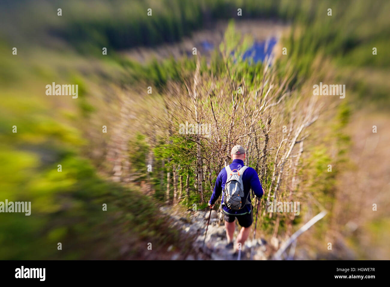 A man hikes the Appalachian Trail on Crocker Mountain in Stratton