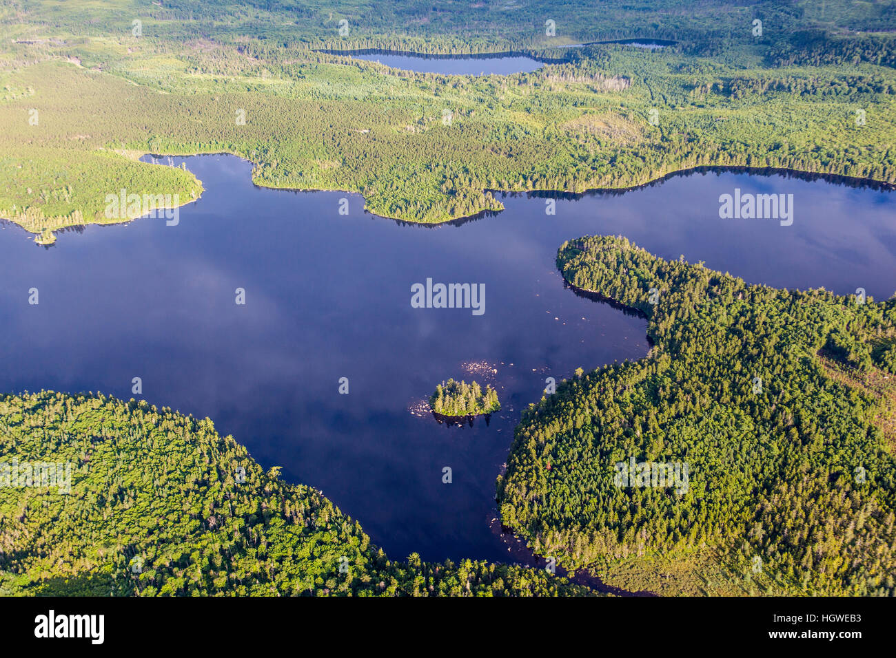 Lang and Little Lang Ponds (top), and Cold Stream Pond surrounded by