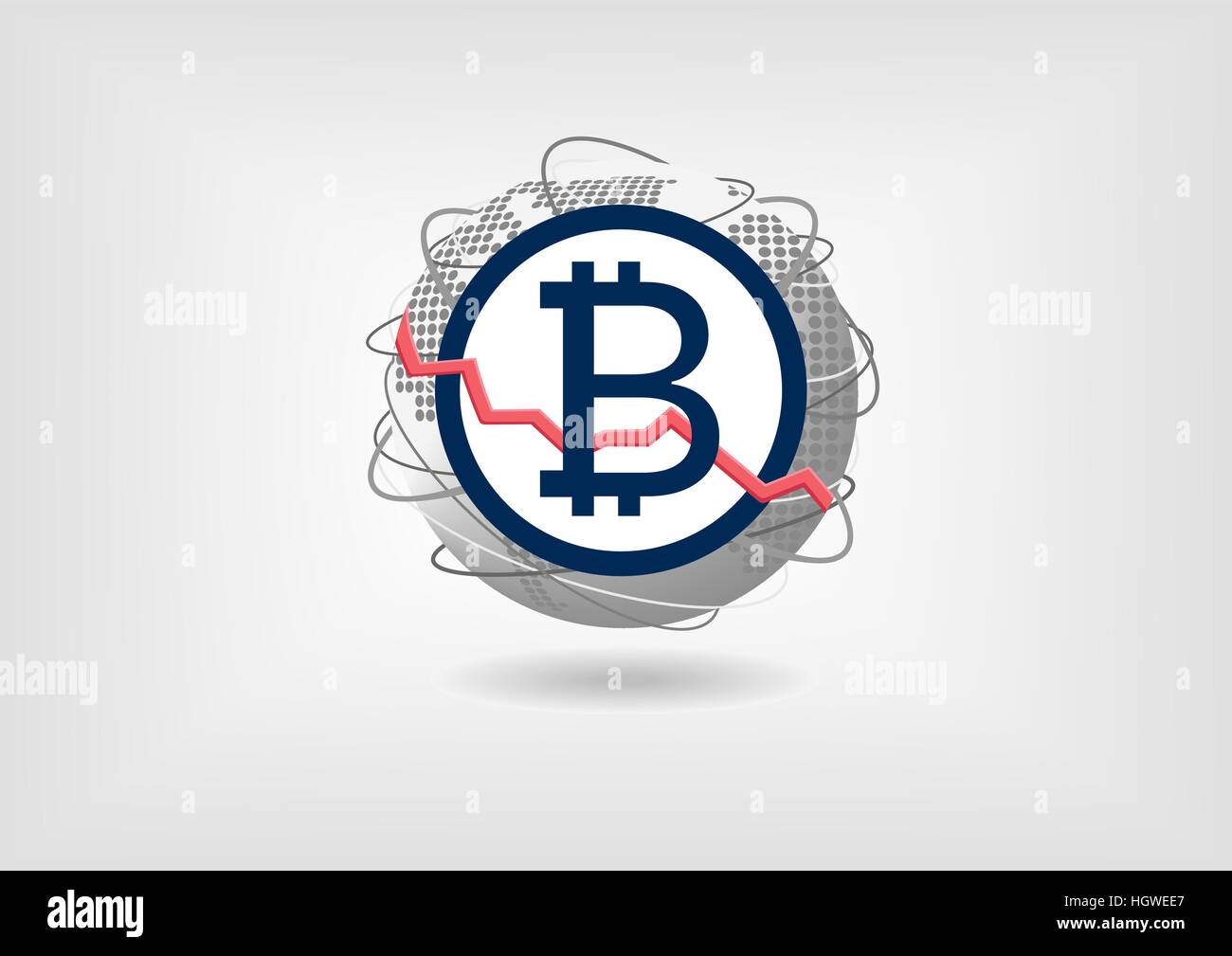 Bitcoin currency decline concept as vector illustration Stock Vector