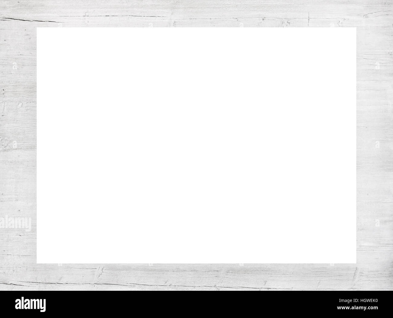 White scratched wooden frame, billboard or horizontal rectangle Stock Photo