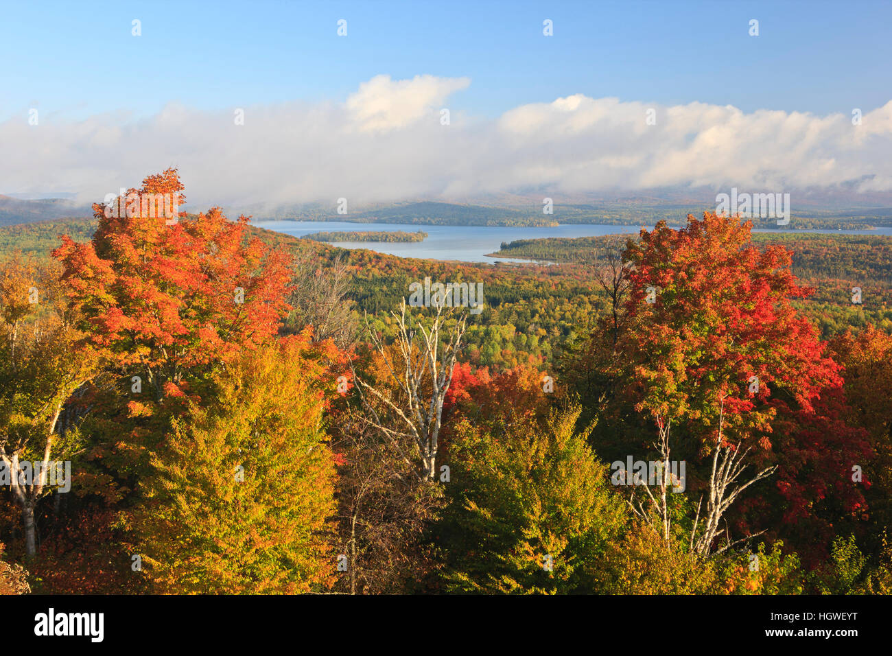 Rangeley Lake as seen from the Rangeley scenic overlook on Maine 17