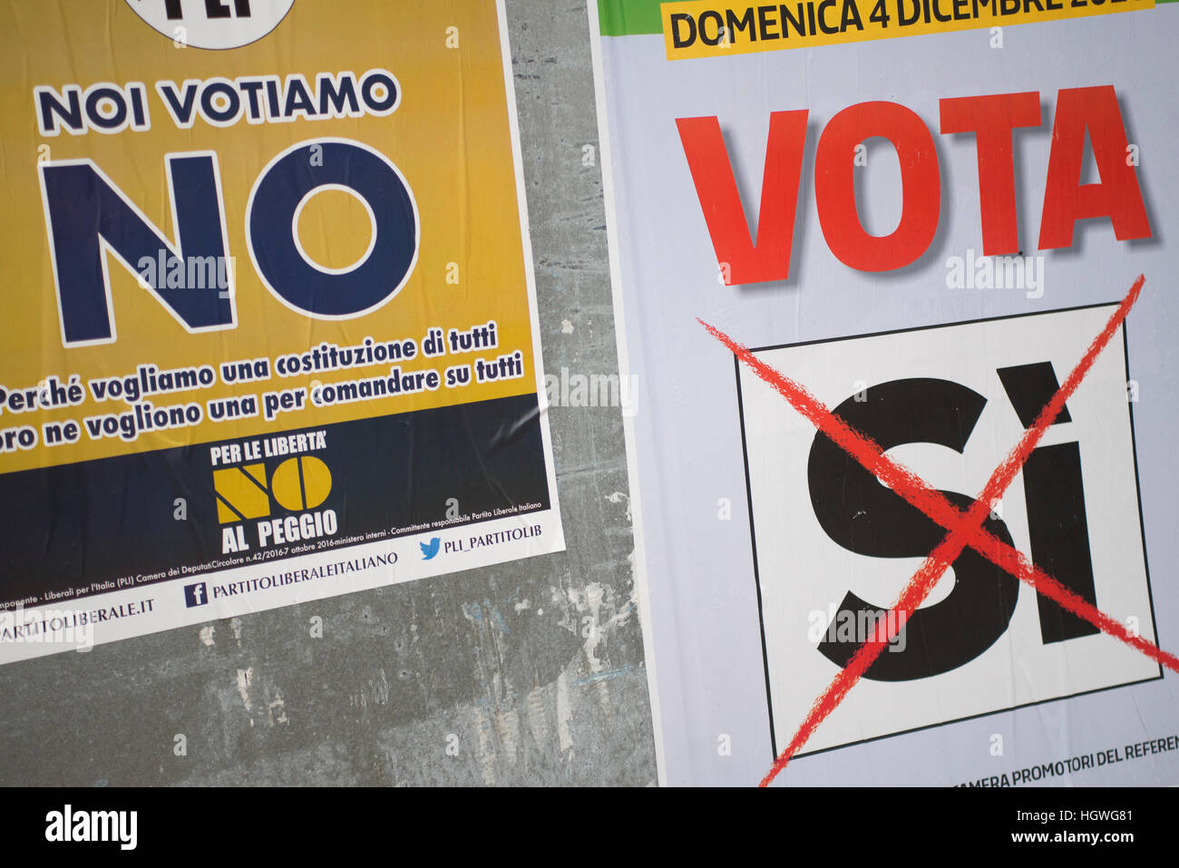 TURIN, ITALY-DECEMBER 4, 2016: Constitutional referendum to change the Italian Constitution, voting with a Yes or a No. Stock Photo