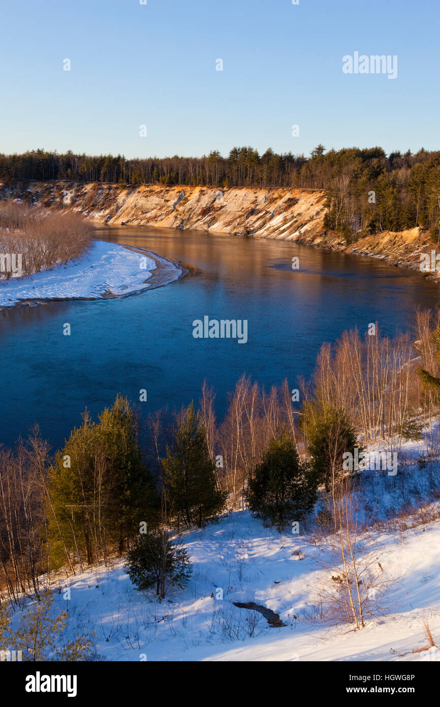 The view from a bluff overlooking the Merrimack River in Canterbury, New Hampshire. Winter Stock