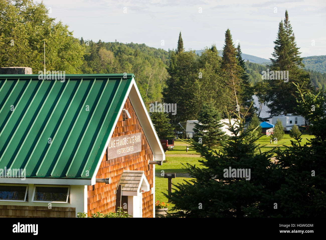 The visitor center and campground at Lake Francis State Park in