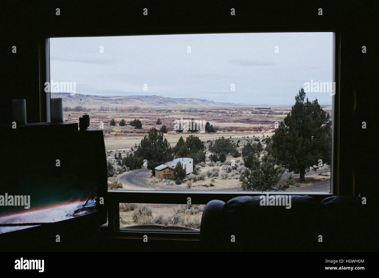 view of outdoors out picture window Stock Photo - Alamy