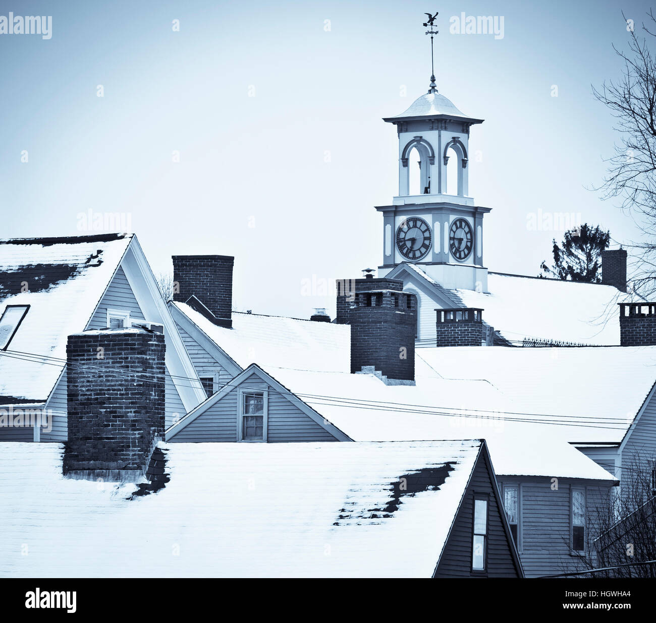Roof tops in winter in Portsmouth New Hampshire's South End Stock Photo ...