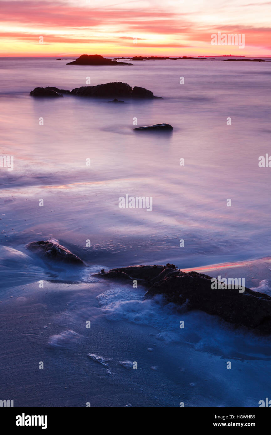 Dawn over the Atlantic Ocean at Wallis Sands State Park in Rye, New