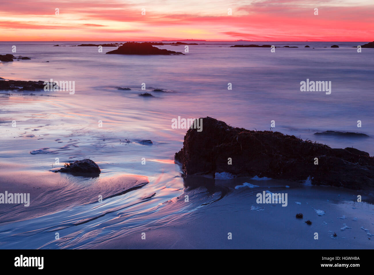 Dawn over the Atlantic Ocean in Rye, New Hampshire. Wallis Sands State