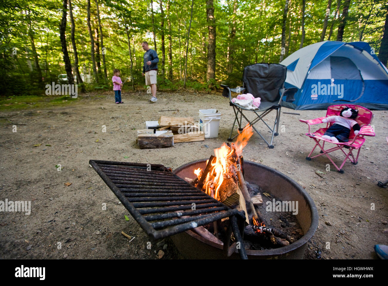 Camping in Crawford Notch State Park in new Hampshire's White Mountains. Stock Photo