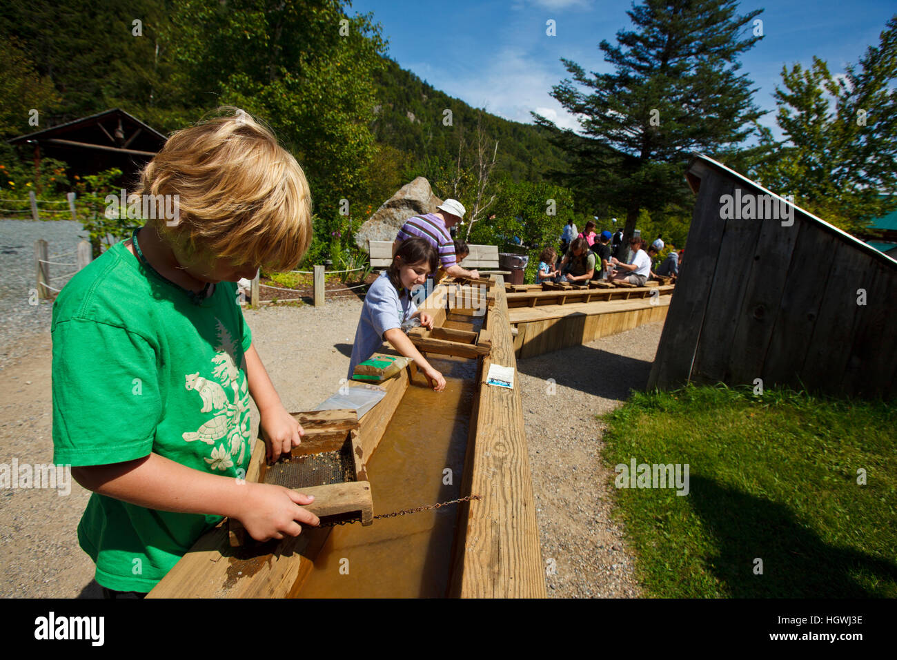 Kids pan for gold at Lost River in New Hampshire's White