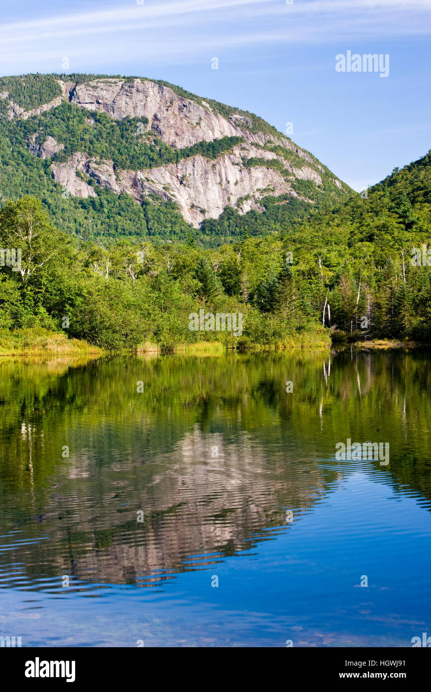 The cliffs of Mount Willey as seen from Willey Pond in New Hampshire's