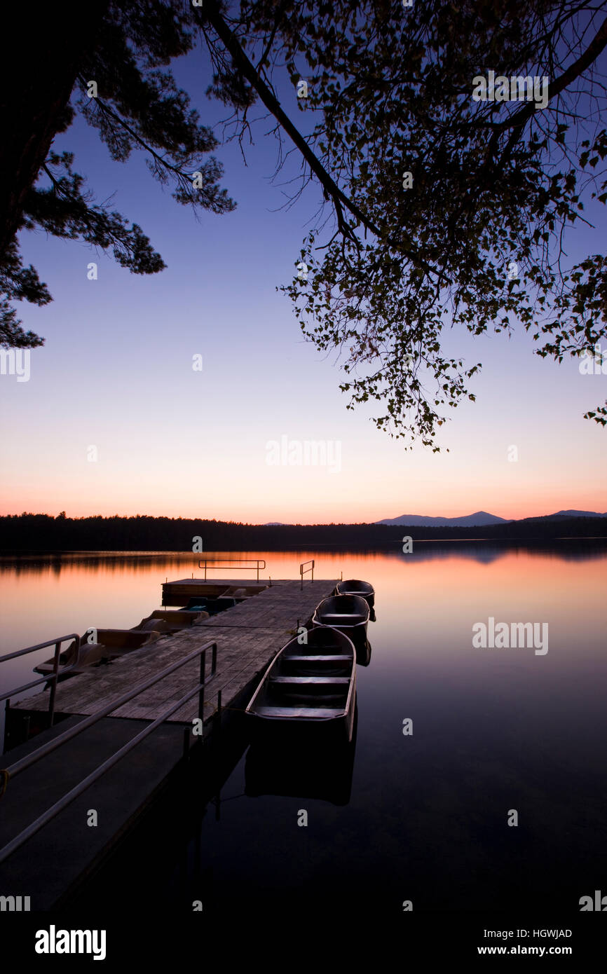 The boat dock after sunset at White Lake State Park in Tamworth, New