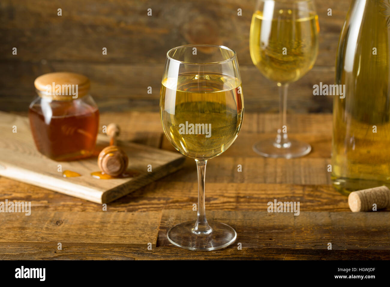 Sweet Yellow Honey Wine Meade Ready to Drink Stock Photo Alamy