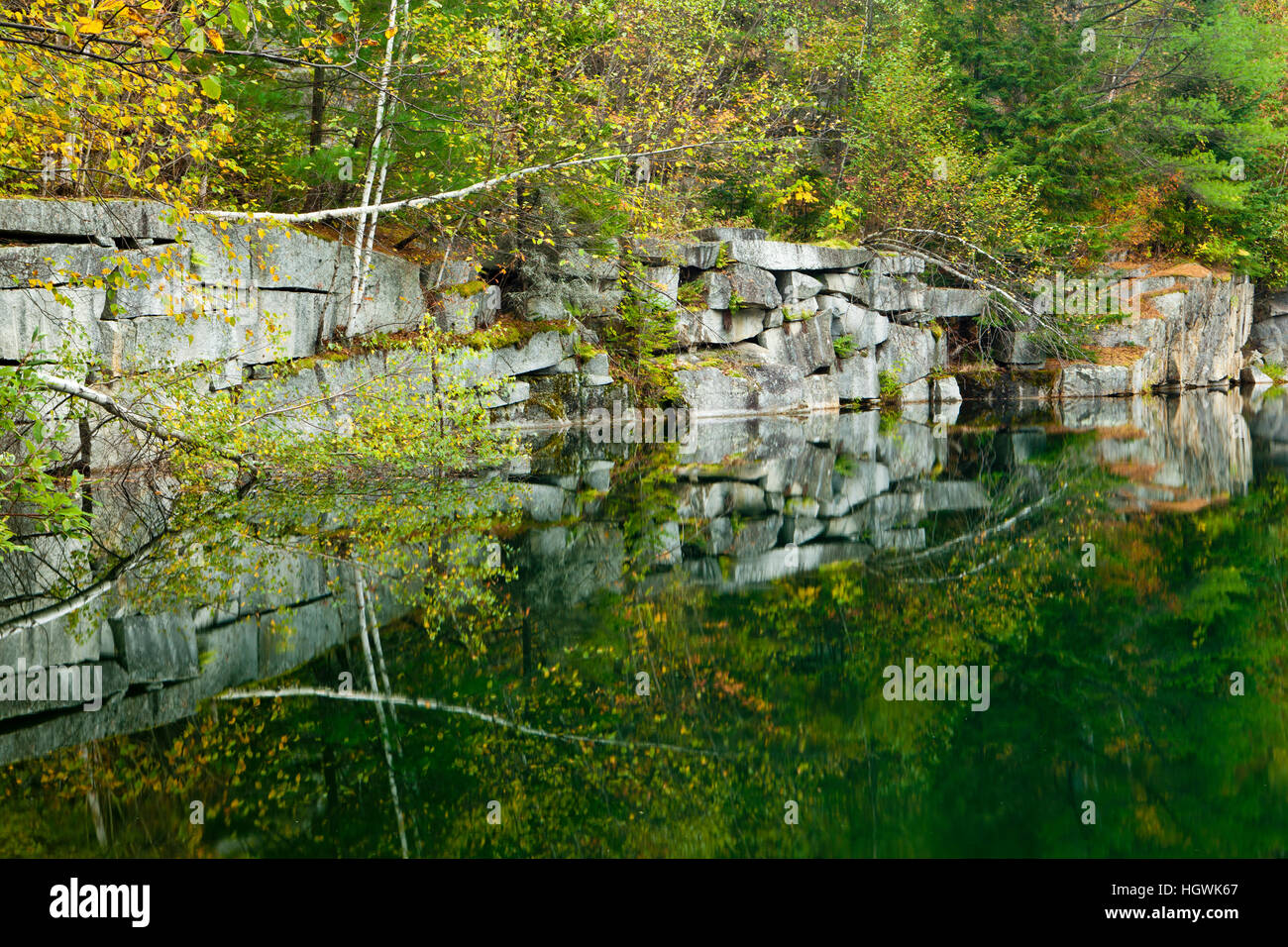 Fall foliage and a pond on Millstone Hill in Barre, Vermont. Abandoned